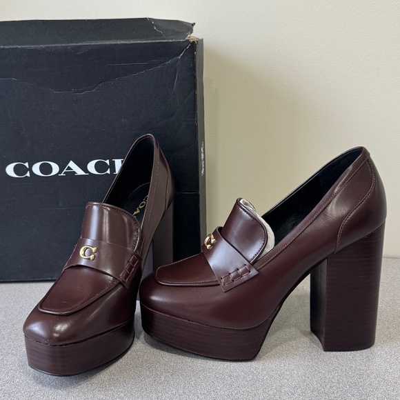 Coach Ilyse Leather Platform Loafer Heel - Picture 2 of 6